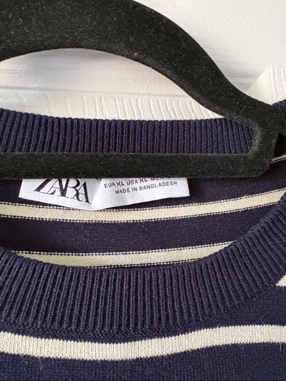 Zara Navy and White Striped Short Sleeve Top - Picture 2 of 4